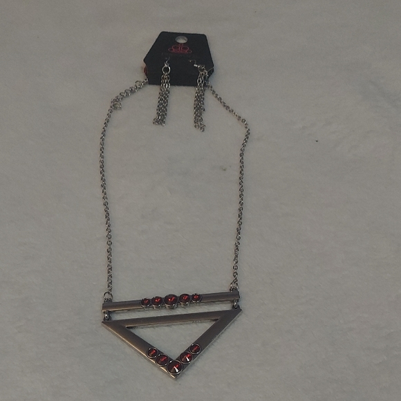 paparazzi Jewelry - 8/$10 Paparazzi Silver Necklace with Red Gems